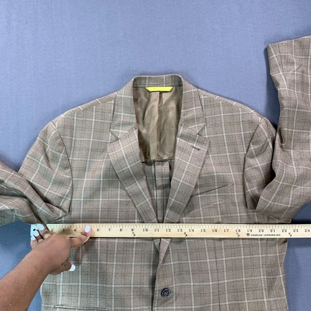 Canali Kei Blazer Mens 56R Brown Windowpane Wool Sport Coat Jacket Made In Italy